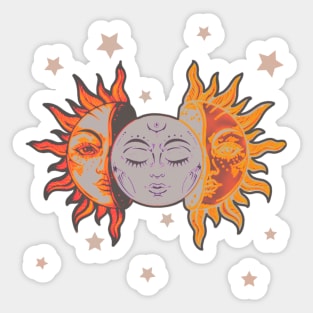 Star child of the moon and sun (matte greyish green bg, matte 2 version) Sticker